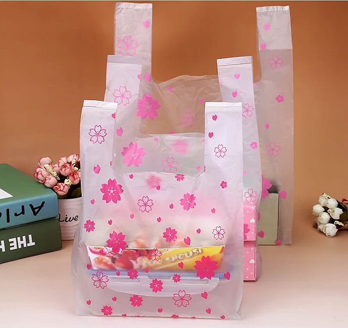 Plastové dárkové tašky s potiskem Květy